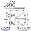 Grohe Eurosmart Cosmopolitan T Self-Closing Basin Mixer Tap Dimensions